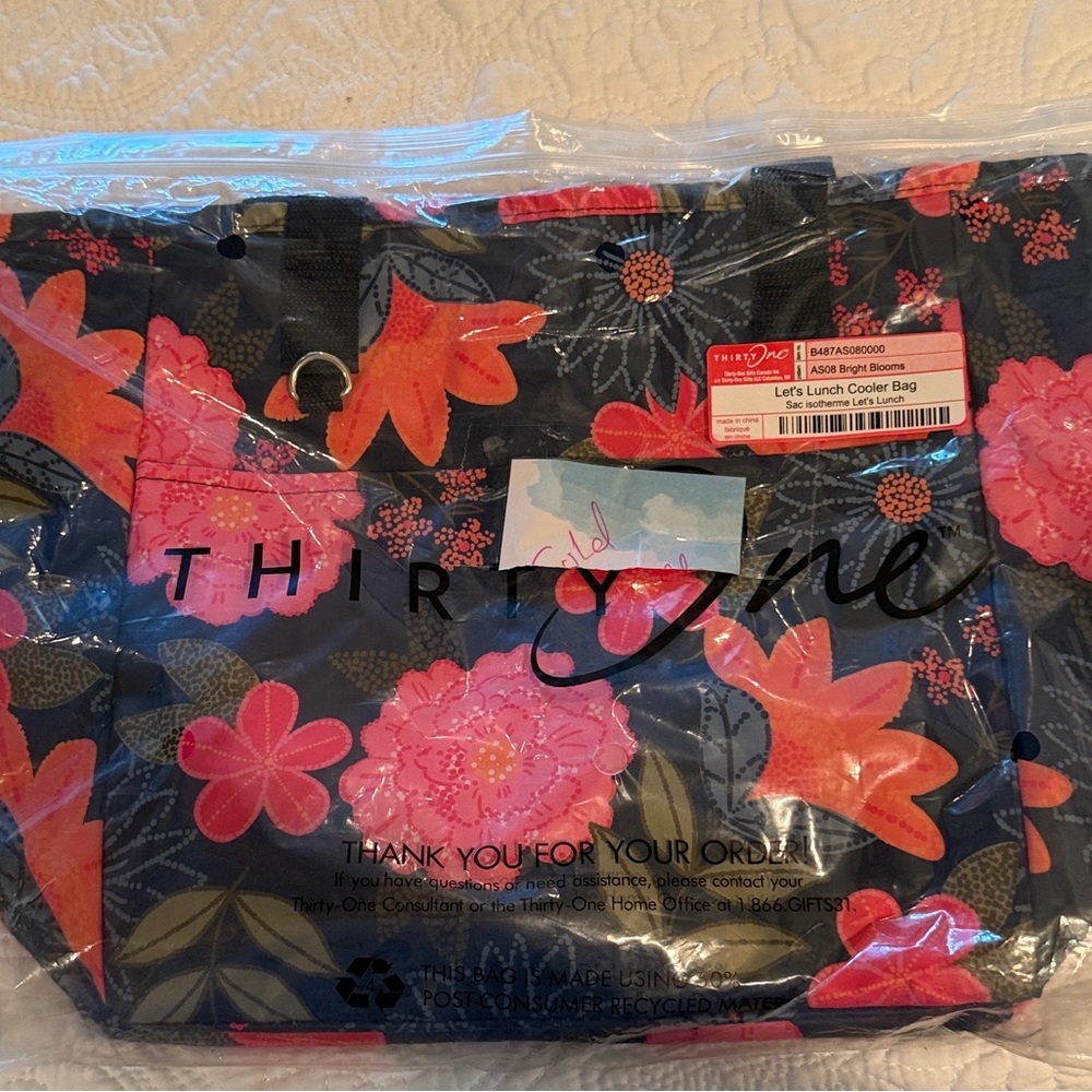 Thirty-One Navy and Pink Floral Tote